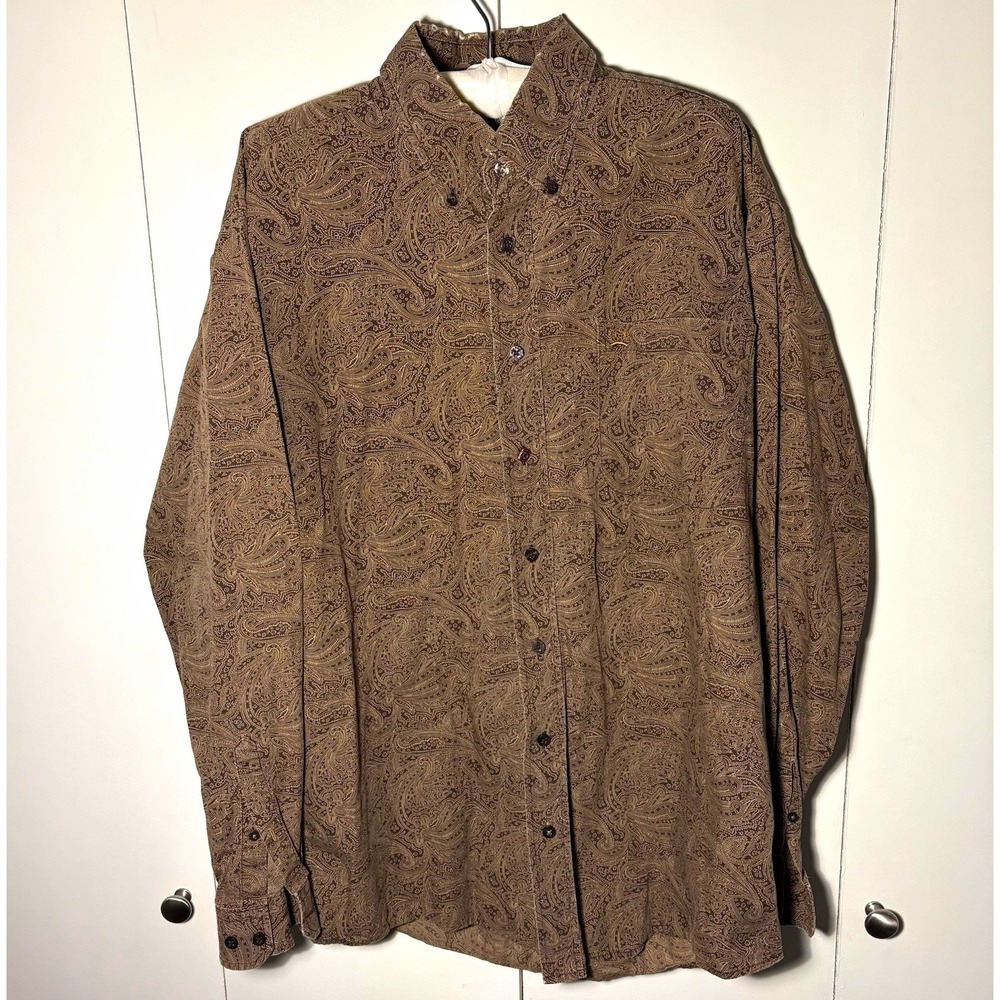Cinch Mens Medium Brown Paisley Long Sleeve Button Up Western Cowboy Shirt